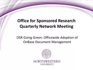 Office for Sponsored Research Quarterly Network Meeting