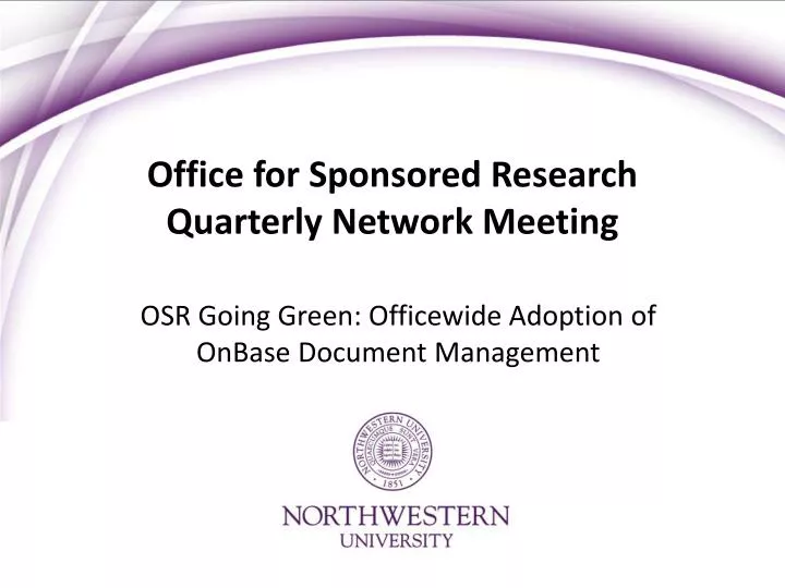 office for sponsored research quarterly network meeting