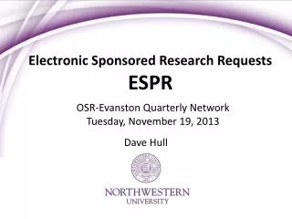 Electronic Sponsored Research Requests ESPR