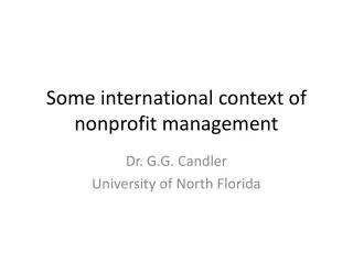 Some international context of nonprofit management