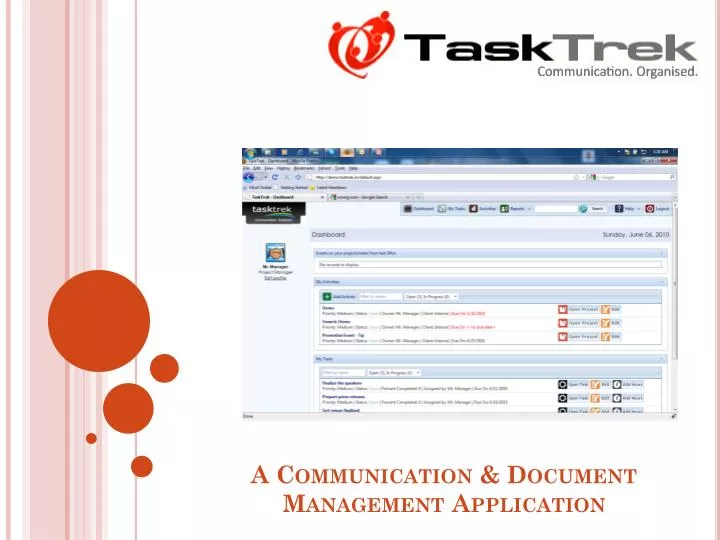 a communication document management application