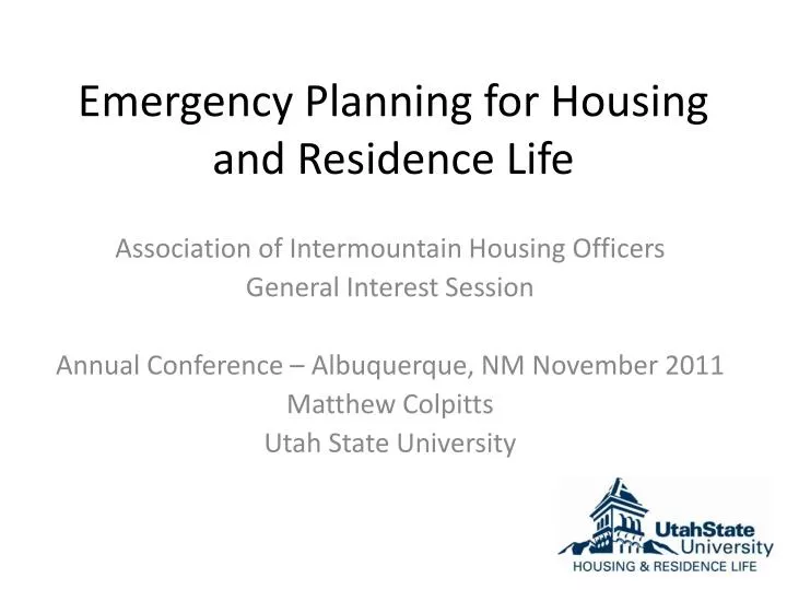 emergency planning for housing and residence life