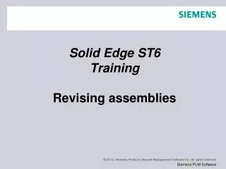Solid Edge ST6 Training Revising assemblies