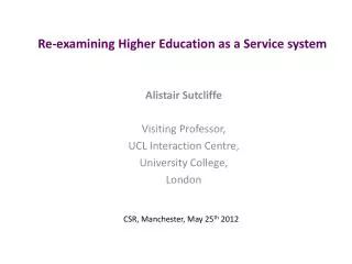 Re-examining Higher Education as a Service system