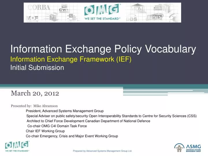 information exchange policy vocabulary information exchange framework ief initial submission