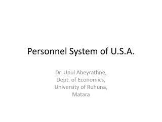 Personnel System of U.S.A.