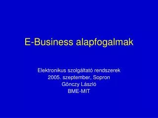 E-Business alapfogalmak