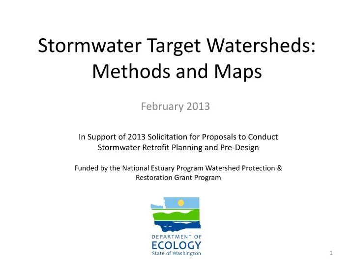 stormwater target watersheds methods and maps
