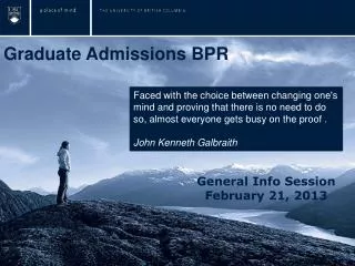 Graduate Admissions BPR