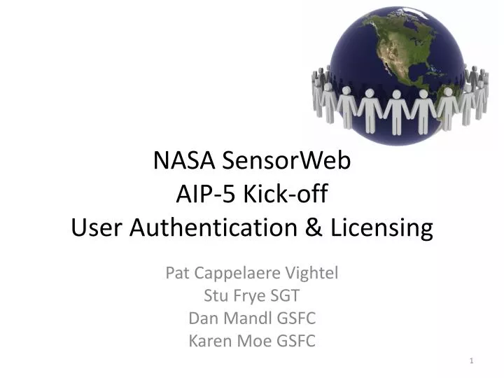 nasa sensorweb aip 5 kick off user authentication licensing