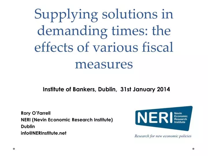 supplying solutions in demanding times the effects of various fiscal measures