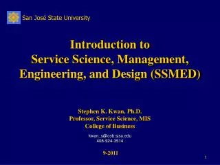 Introduction to Service Science, Management, Engineering, and Design (SSMED)