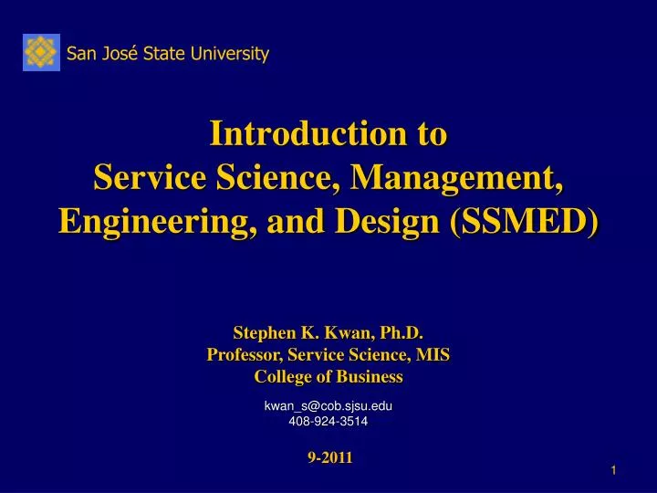 introduction to service science management engineering and design ssmed