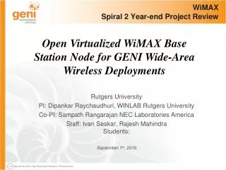 WiMAX Spiral 2 Year-end Project Review