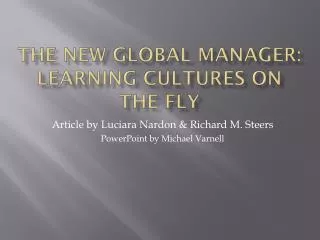 The New Global Manager: Learning Cultures on the Fly