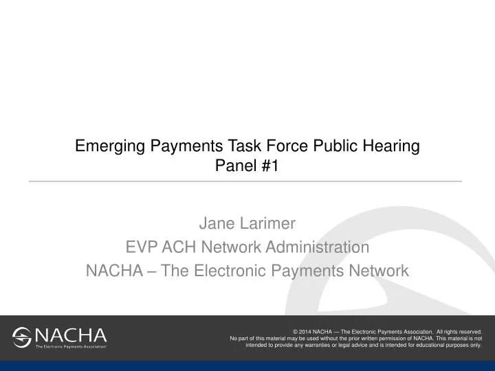emerging payments task force public hearing panel 1