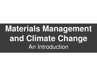 Materials Management and Climate Change An Introduction