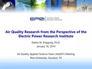 Air Quality Research from the Perspective of the Electric Power Research Institute