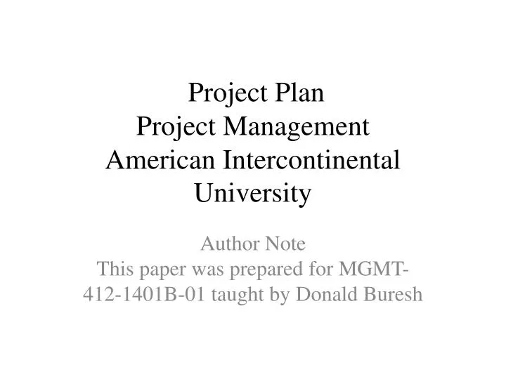 project plan project management american intercontinental university