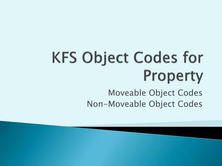 kfs object codes for property