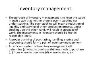 Inventory management.