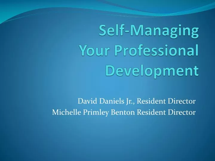 self managing your professional development