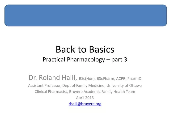 back to basics practical pharmacology part 3