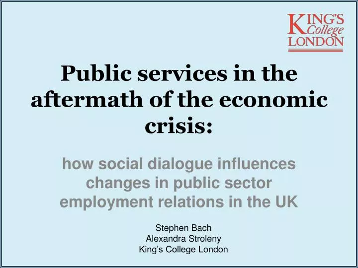 public services in the aftermath of the economic crisis