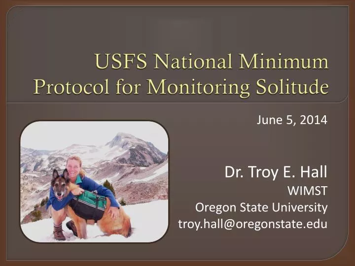 usfs national minimum protocol for monitoring solitude
