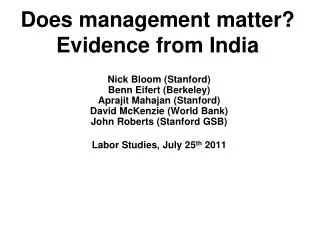 Does management matter? Evidence from India