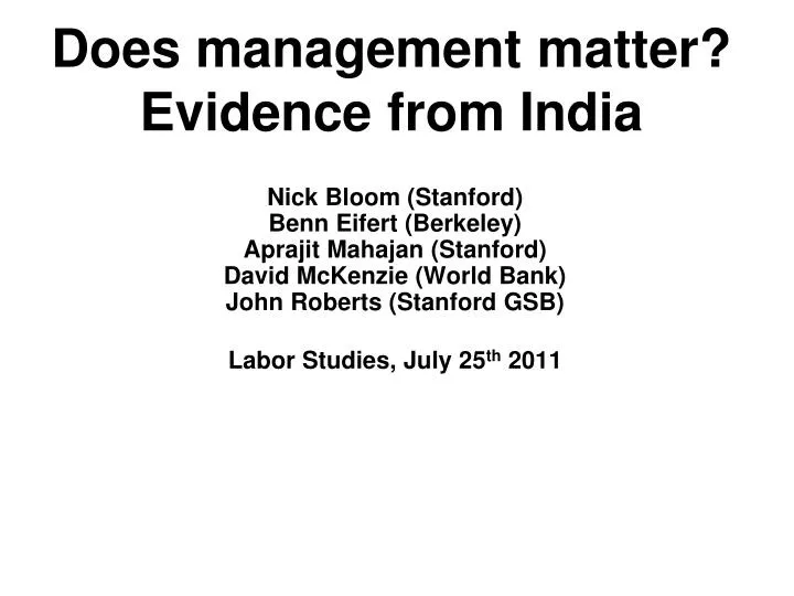 does management matter evidence from india