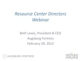 Resource Center Directors Webinar