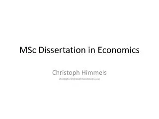 MSc Dissertation in Economics