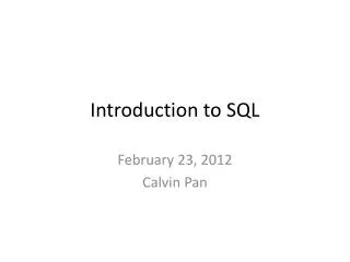 Introduction to SQL