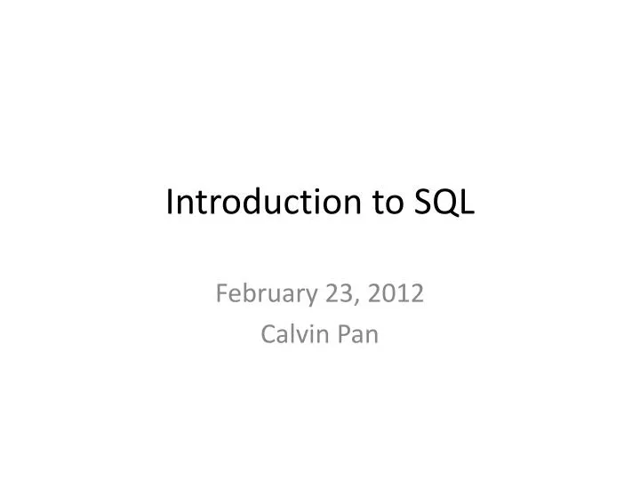 introduction to sql