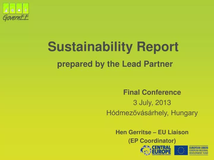 sustainability report prepared by the lead partner