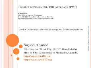 Project Management, PMI Approach (PMP)