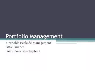 Portfolio Management