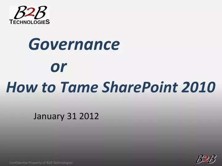 governance or how to tame sharepoint 2010