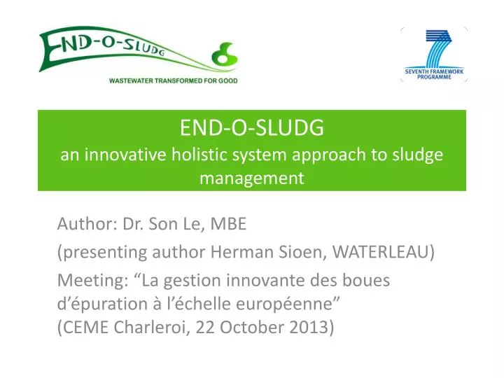 end o sludg an innovative holistic system approach to sludge management
