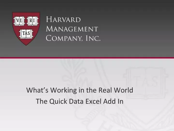 what s working in the real world the quick data excel add in