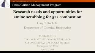 Research needs and opportunities for amine scrubbing for gas combustion