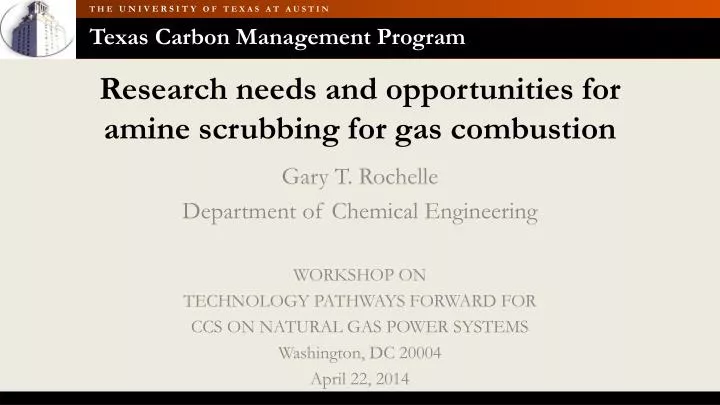 research needs and opportunities for amine scrubbing for gas combustion