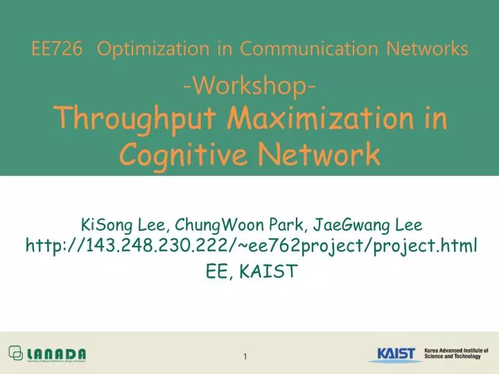ee726 optimization in communication networks workshop throughput maximization in cognitive network