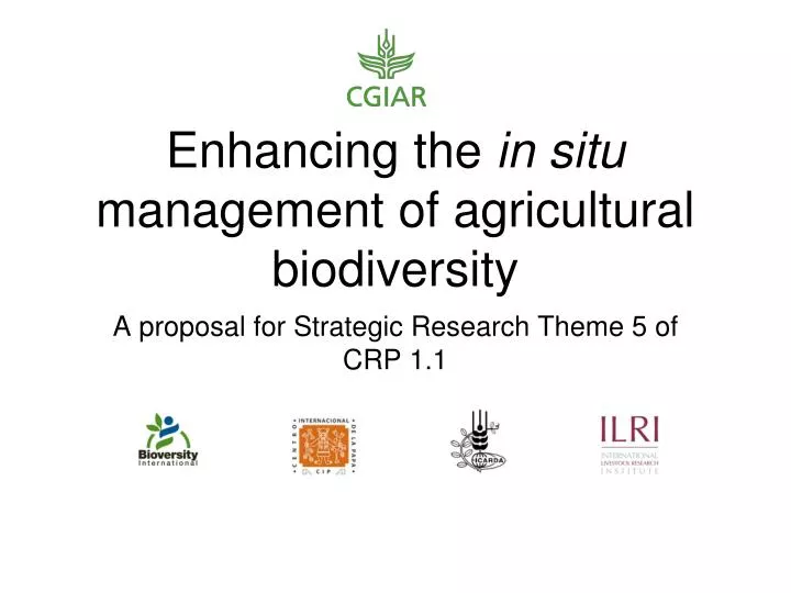 enhancing the in situ management of agricultural biodiversity