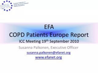 EFA COPD Patients Europe Report ICC Meeting 19 th September 2010