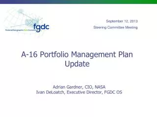 A-16 Portfolio Management Plan Update