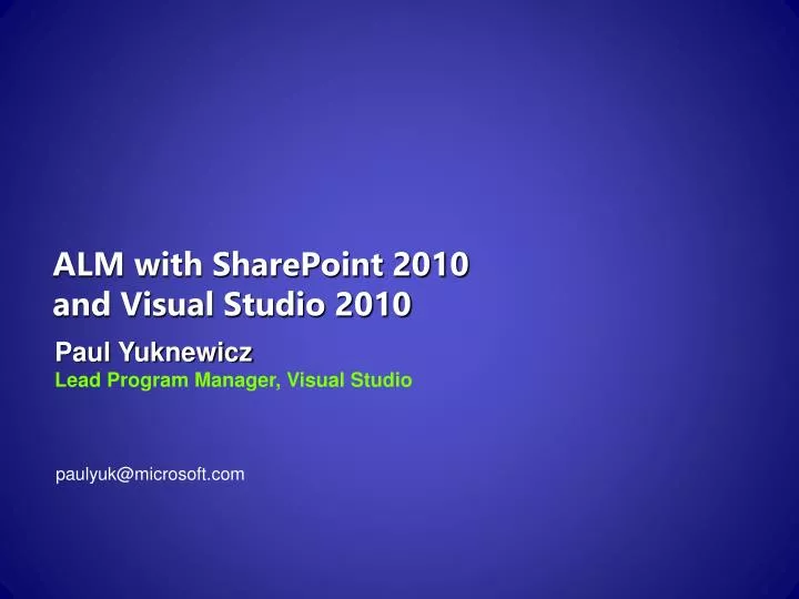 alm with sharepoint 2010 and visual studio 2010