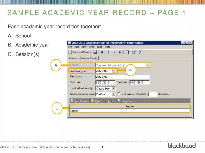 sample academic year record page 1