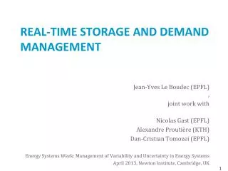 REAL-TIME Storage and Demand Management
